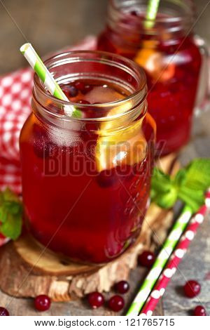 Iced Cranberry Tea With Orange.