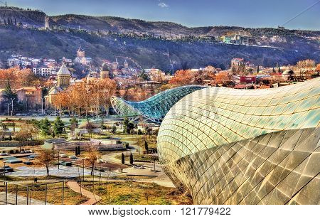 View of Tbilisi with unfinished Cultural Centre - Georgia