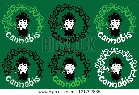 guy smoking marijuana joint decorative element background
