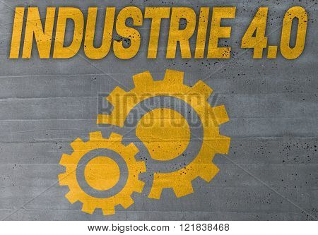 Industry 4.0 In German Industire 4.0 Icon On Cement Concept Background