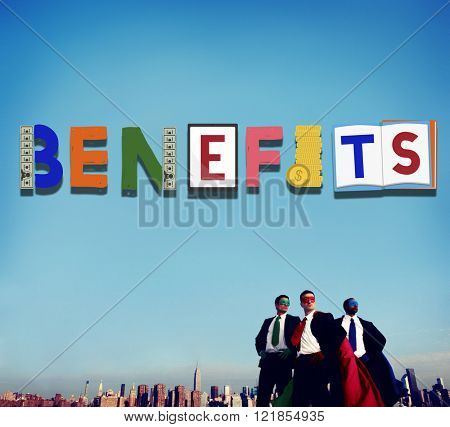 Benefits Advantage Assests Bonus Wages Concept