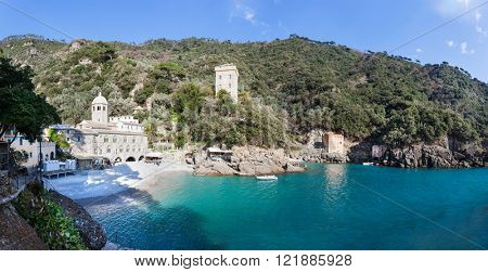 The Abbey of San Fruttuoso is a medieval Catholic abbey on the coast near Portofino, Liguria, Italy. The bay of Capodimonte is a famous travel spot for the tourist visiting Italy.