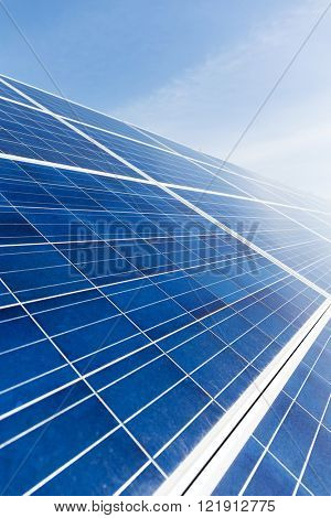 Solar energy panel uner blue sky
