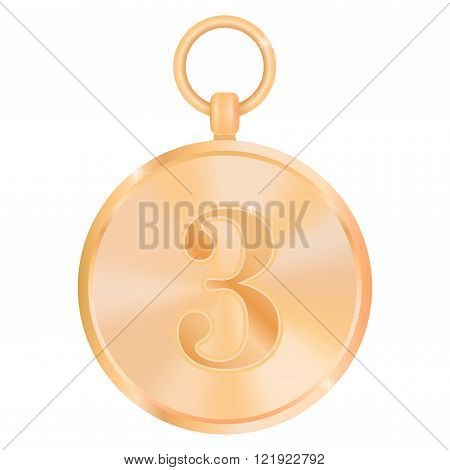 Bronze medal for third place. Vector illustration isolated on white background