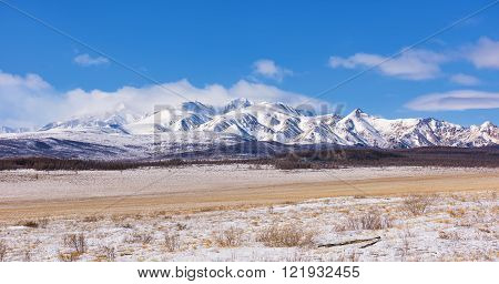Array Munch-Sardyk highest mountain Sayan Mountains . March. Mongolia