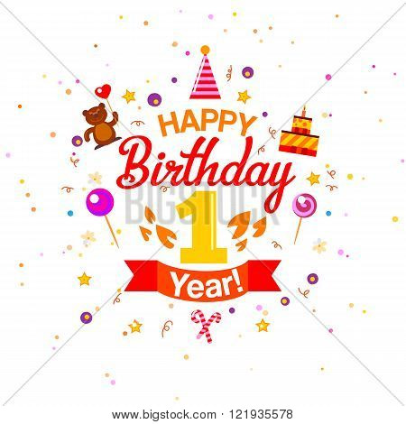 First Birthday greetings card