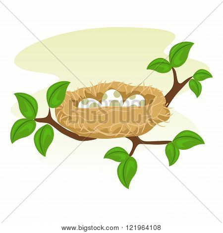 Stock Vector of a Birds Nest and Egg