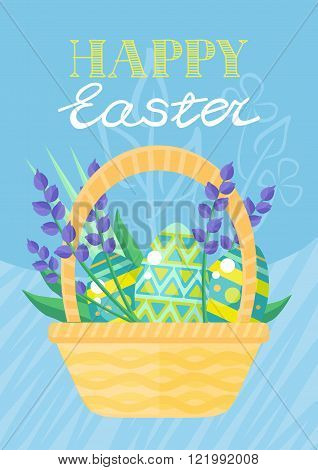 Happy Easter Holiday Card Design Flat
