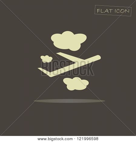 Flat icon aircraft. Easy aircraft on a dark background. The aircraft icon image. The airplane icon art. Airplane icon, figure, illustration. The airplane icon in JPEG format, EPS format, vector
