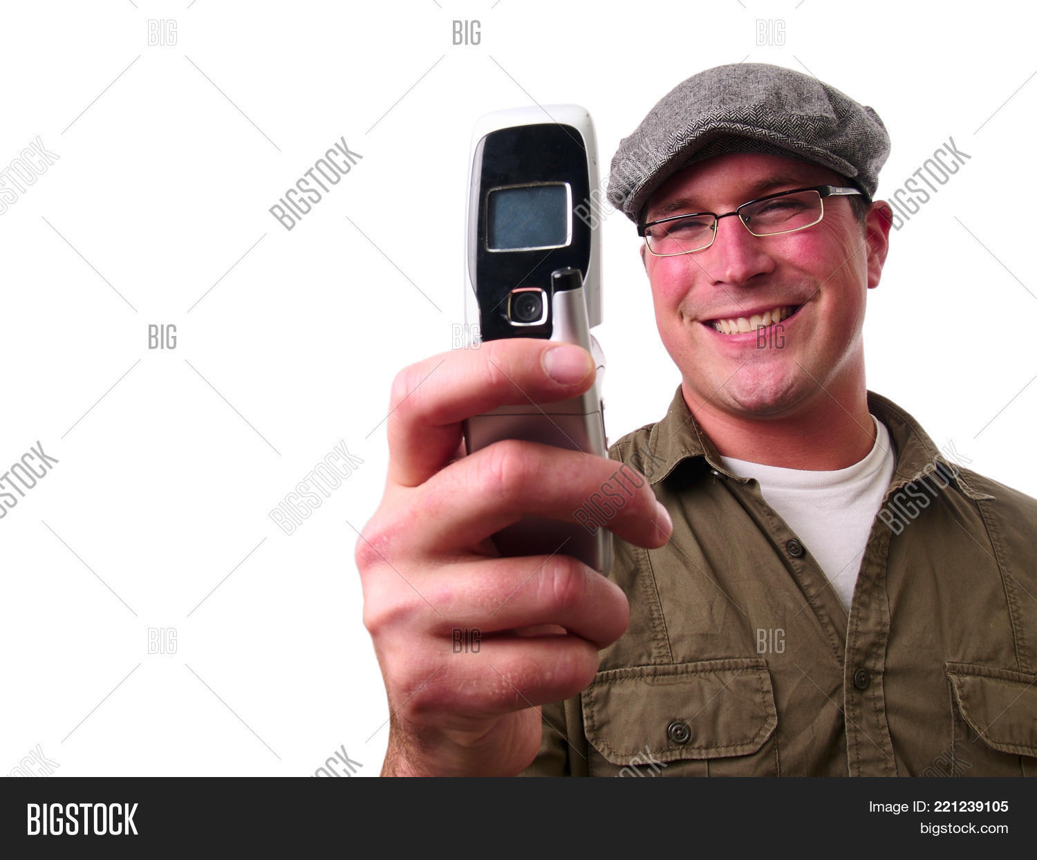 Man Old Flip Phone Image & Photo (Free Trial) | Bigstock