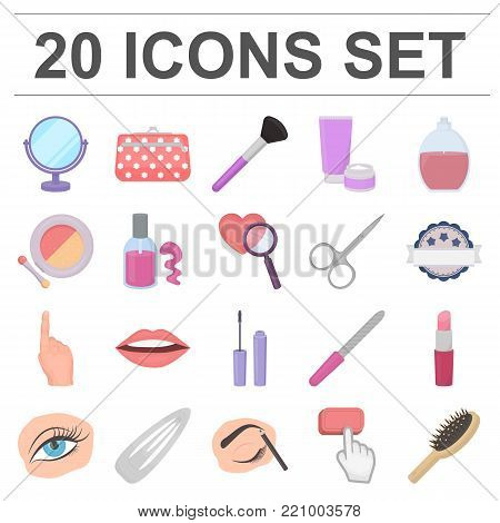 Makeup and cosmetics cartoon icons in set collection for design. Makeup and equipment vector symbol stock  illustration.