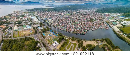 Panoramic view on the river between Subic Bay and Olongapo city in the Philippines