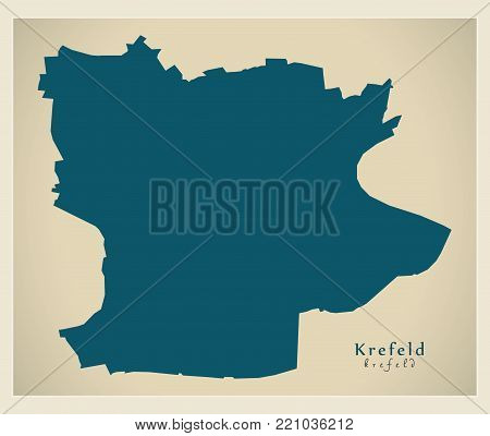 Krefeld City Map With Boroughs Grey Illustration Silhouette Shape