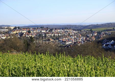 View of the community of Weissach in the country of baden-wurttemberg