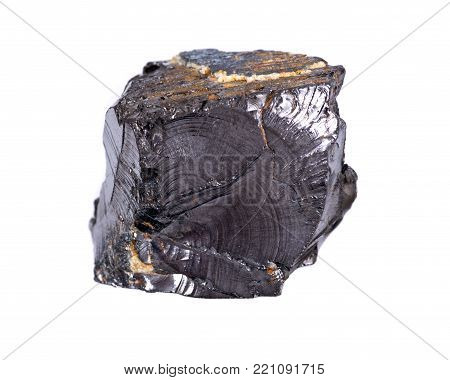 Rough lustrous elite shungite from Russia isolated on white background