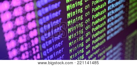 Macro Snapshot Of The Program Interface For Crypto Currency Mining On The Monitor Of An Office Compu