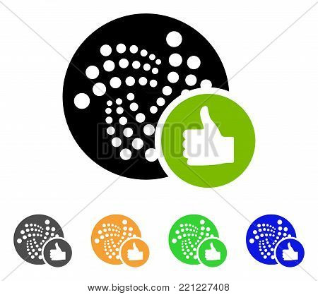 Thumb Up Iota icon. Vector illustration style is a flat iconic thumb up iota symbol with gray, yellow, green, blue color versions. Designed for web and software interfaces.