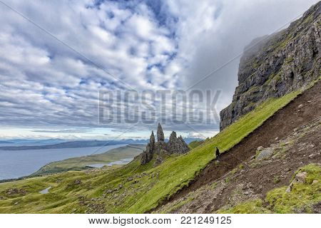 Dramatic View Of The Old Man Of Storr, Loch Leathan And The Sound Of Raasay On The Isle Of Skye In S