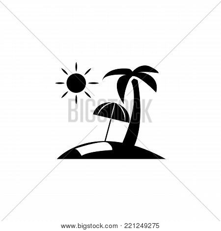 Beach flat umbrella icon on white background