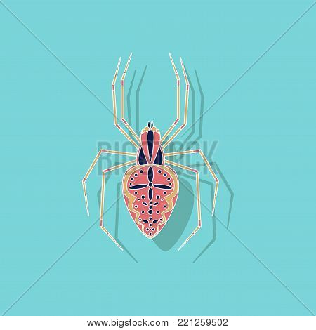 paper sticker on stylish background of Araneus