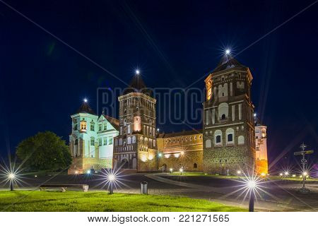 Mir, Belarus-August 5,2017 Beautiful Famous Mir Castle as Former Bastion and Fortress of The Great Lithuanian Kingdom, Present Belarus in Mir, August, 5, 2017, Belarus