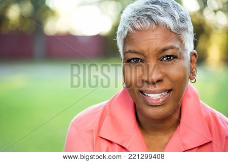 Portrait of an African American mature woman.