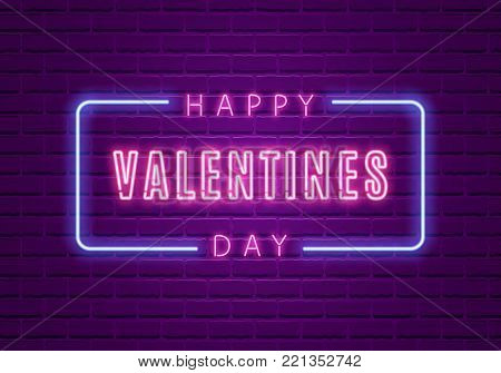 happy valentines day neon glowing vector photo bigstock club flyer wallpaper