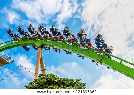 Zhuhai, Guangdong, China- Nov 9, 2017 : Ticket Of  The Zhuhai Chimelong Ocean Kingdom Park In Zhuhai