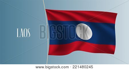 Lao waving flag vector illustration. Stripes elements as a national Laotian symbol