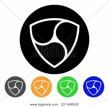 Nem Currency icon. Vector illustration style is a flat iconic nem currency black symbol with gray, yellow, green, blue color variants. Designed for web and software interfaces.