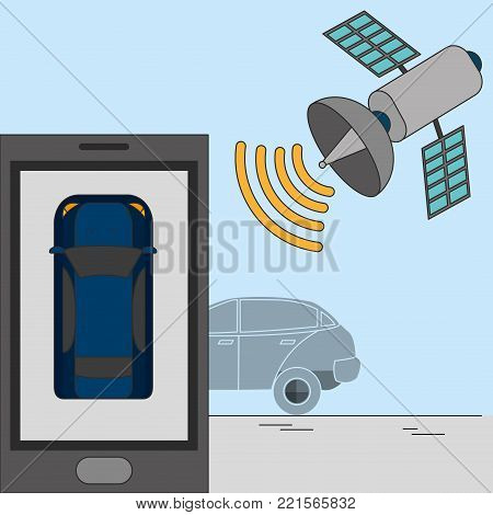 Autonomus car of futuristic transportation and vehicle theme Vector illustration