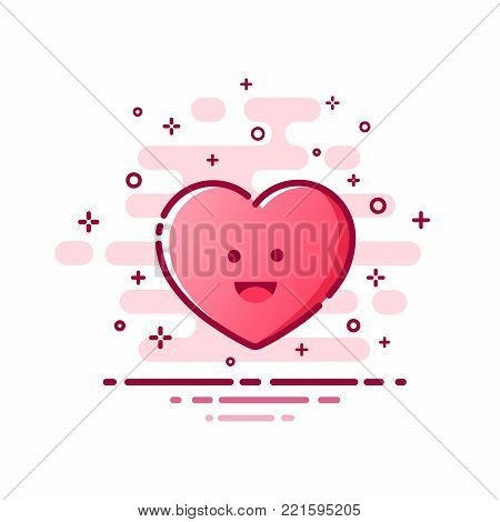 Heart MBE style with eyes and mouth vector cartoon illustration