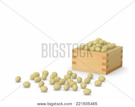 Japanese Beans for traditional February celebration Setsubun, 3D illustration
