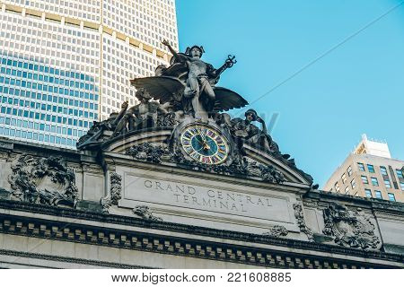 New York, Usa - Nov 27, 2017: Grand Central Terminal (gct) , The Main Railway Station, 42nd Street A