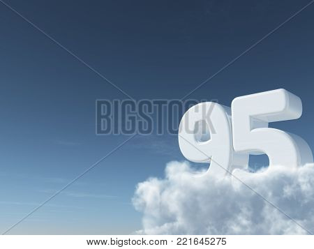 number ninety-five on clouds - 3d rendering