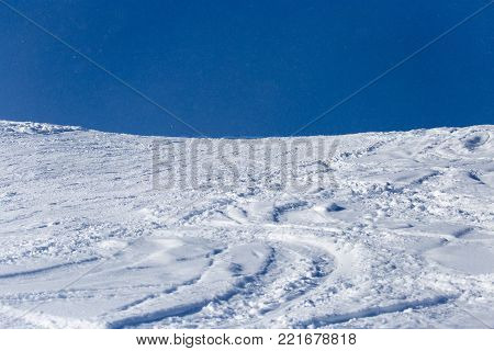 snow slope for skiing . In the park in nature