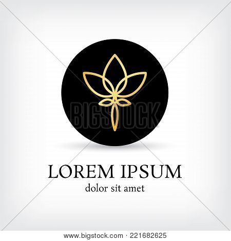 lotus vector logo design template, minimal line flower icon, elegant floral abstract sign, vector illustration