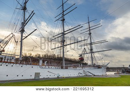 Soumen Jotusen Anchored Outside Turku In Finland.