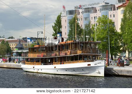 SAVONLINNA, FINLAND - JULY 17, 2017: Old passenger steamship 
