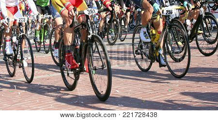 Vicenza, Italy - April 30, 2017: Cycling Race Called Gran Fondo Liotto With Cyclists On Bicycles