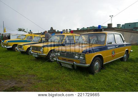 SAINT PETERSBURG, RUSSIA - SEPTEMBER 04, 2016: Soviet police cars for the exhibition of retro transport 