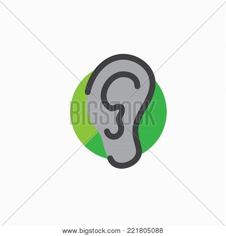 Ear and ear canal outline icon image - hearing or listening loss