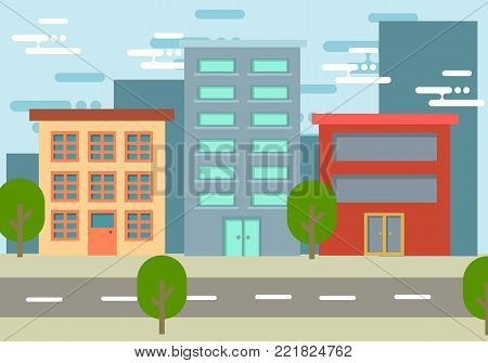 landscape big city background design vector flat