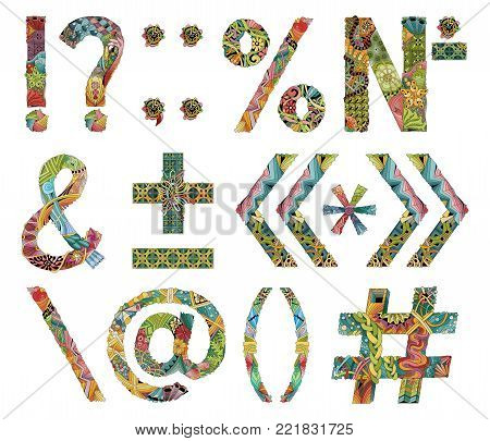 Hand-painted art design. Colorfull hand drawn illustration alphabet. Part 6
