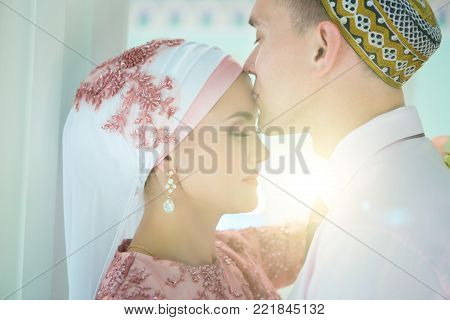 Muslim Wedding of a couple in the mosque. Nikah.