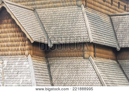 View On Old Wooden Heddal Stave Church - Norway