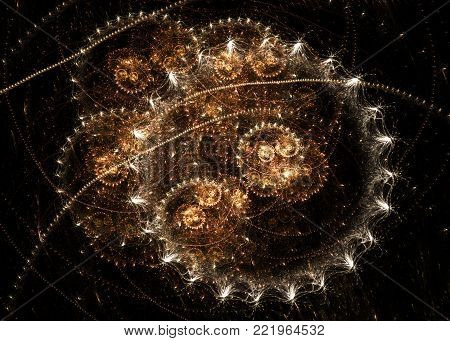 Wide Abstract SteamPunk  Background - Fractal Art