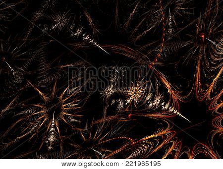 Wide Abstract SteamPunk  Background - Fractal Art