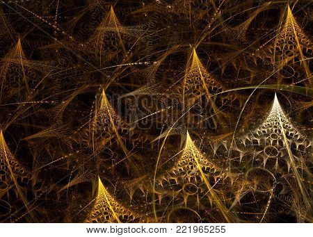 Wide Abstract SteamPunk  Background - Fractal Art