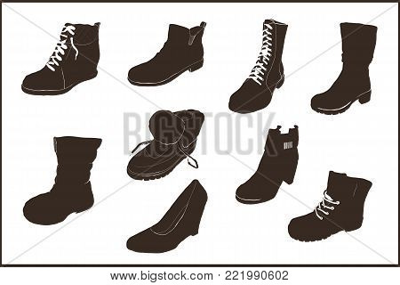 Vecotor illustration of shoes icon set for web design